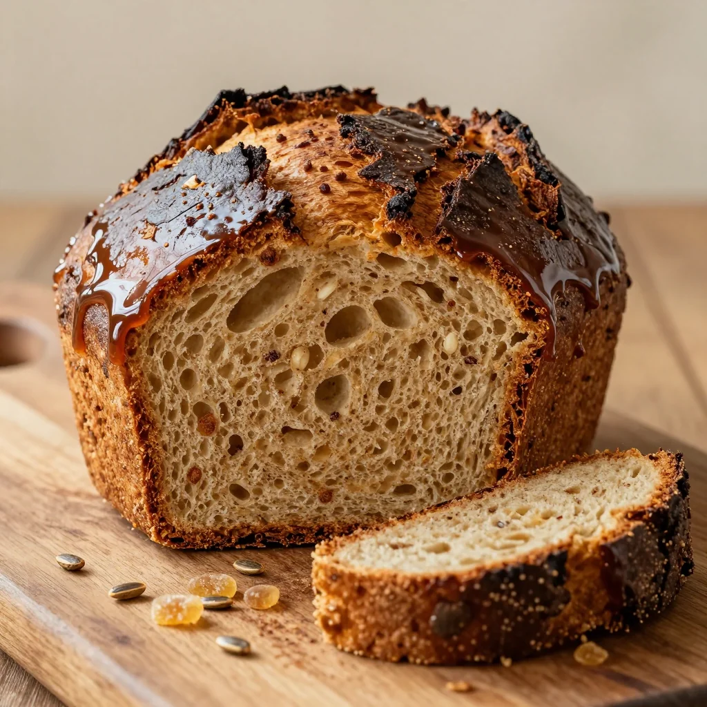 classic pumpkin gingerbread loaf with molasses glaze for cozy tea time