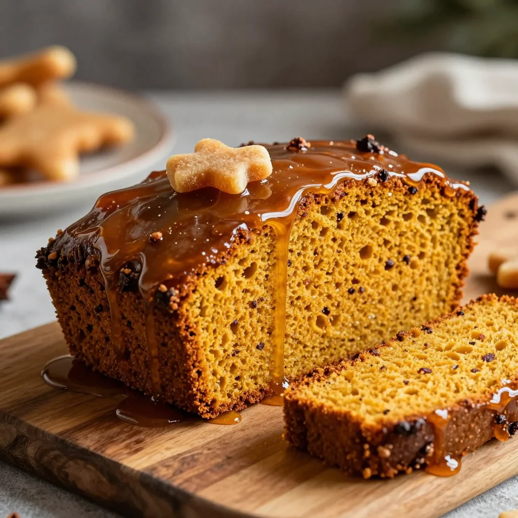 classic pumpkin gingerbread loaf with molasses glaze for holidays