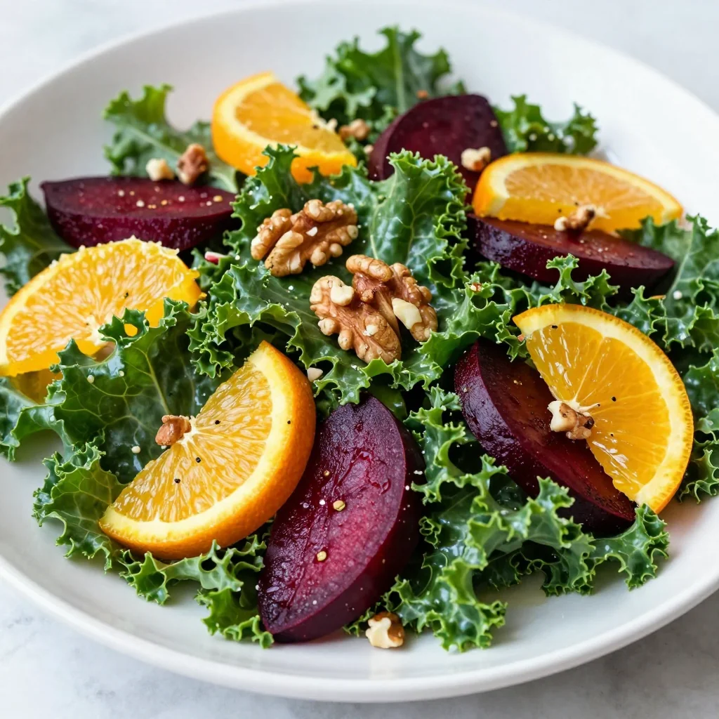 clean eating orange kale and beet salad for january meals