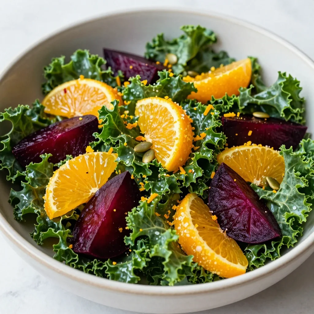 clean eating orange kale and beet salad for january meals