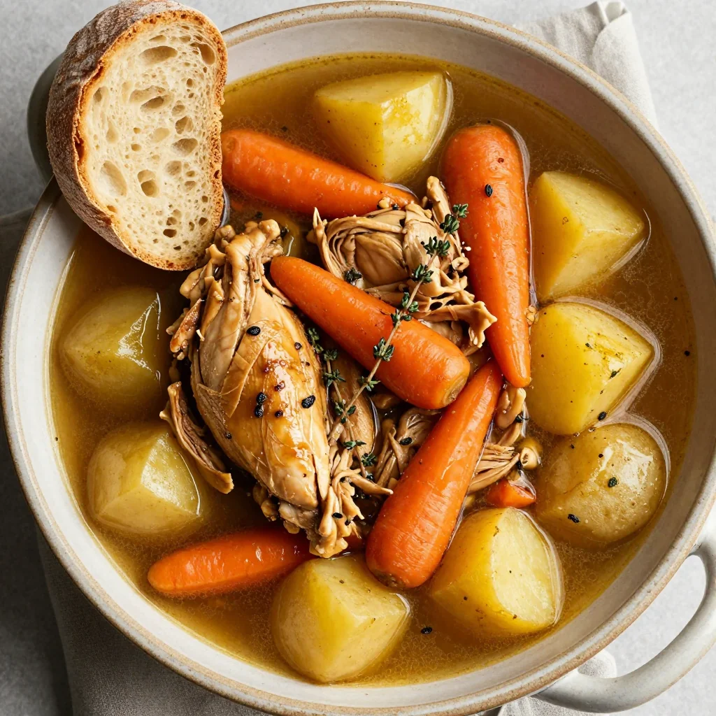 comforting slow cooker chicken and root vegetable soup