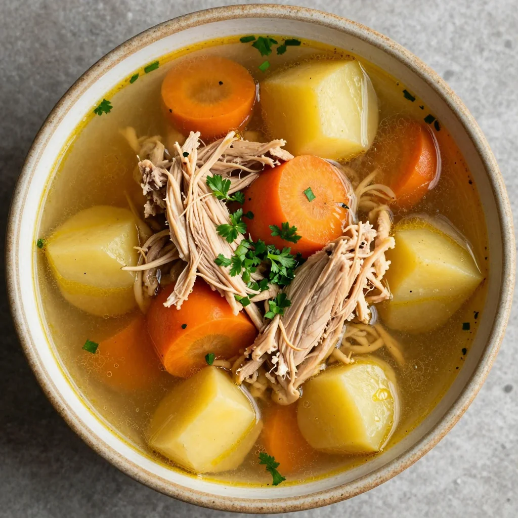 comforting slow cooker chicken and root vegetable soup