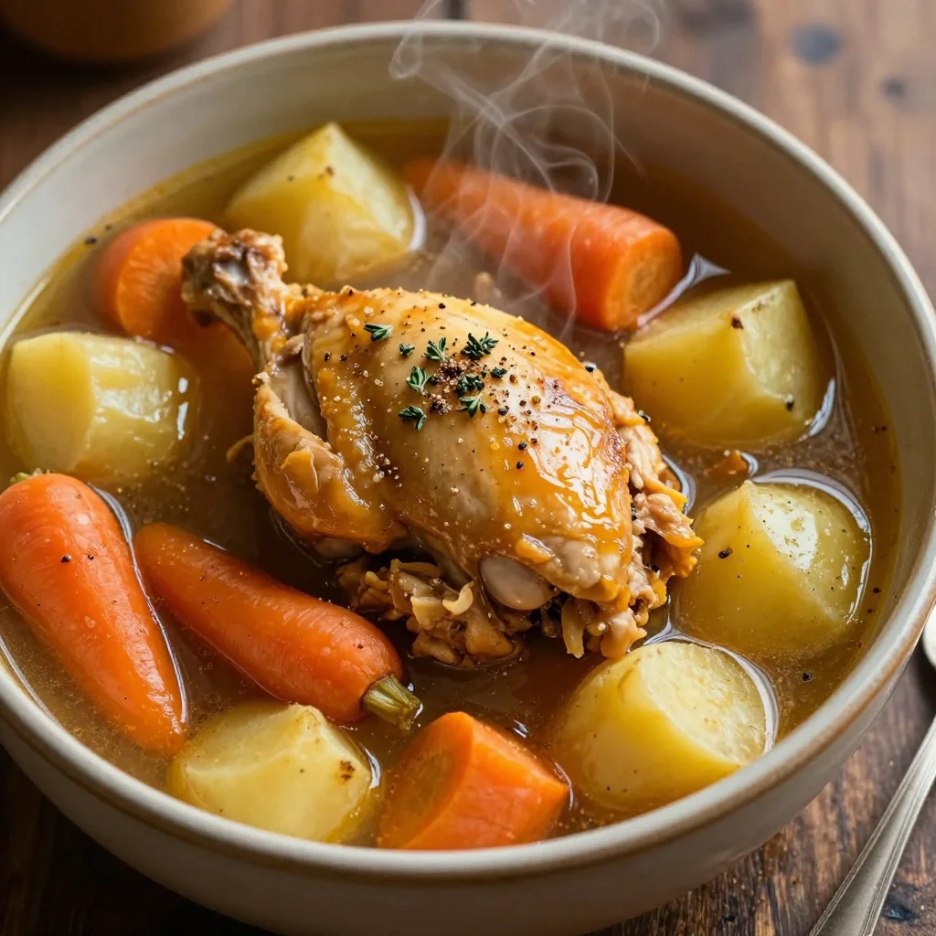 creamy slow cooker chicken and root vegetable soup for evening comfort