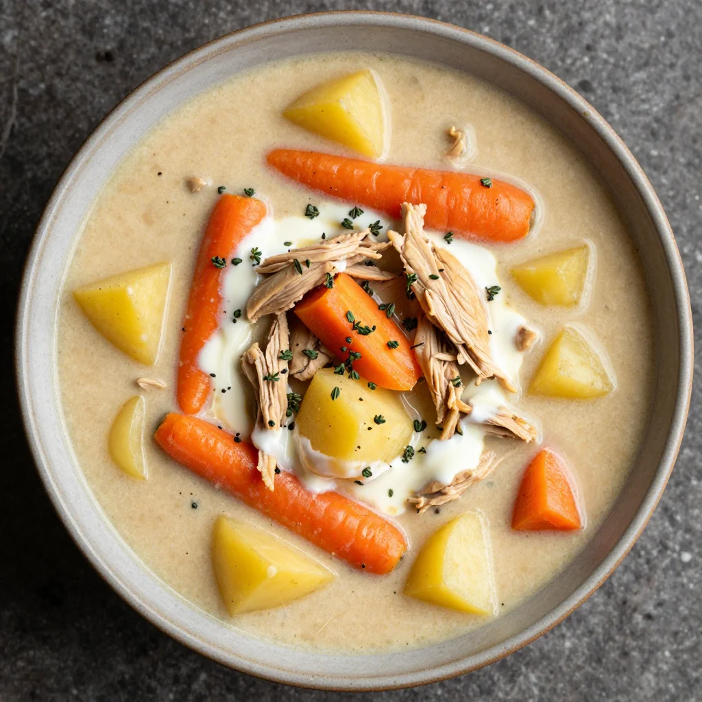 creamy slow cooker chicken and root vegetable soup for evening comfort