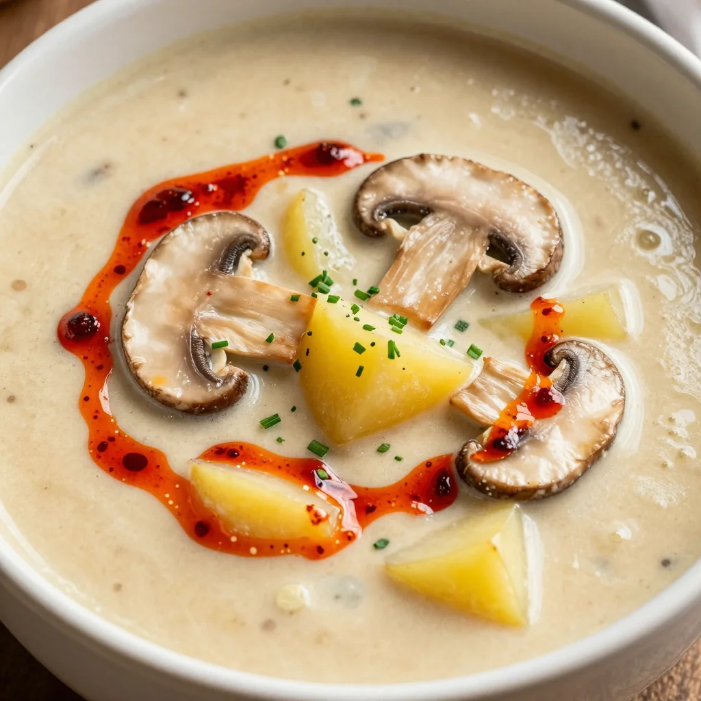 Creamy Spicy Mushroom and Potato Soup for Cozy