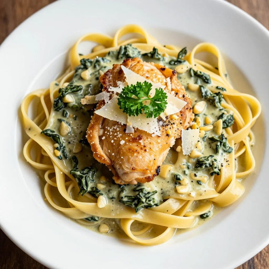 creamy spinach and garlic chicken pasta for cozy night meals