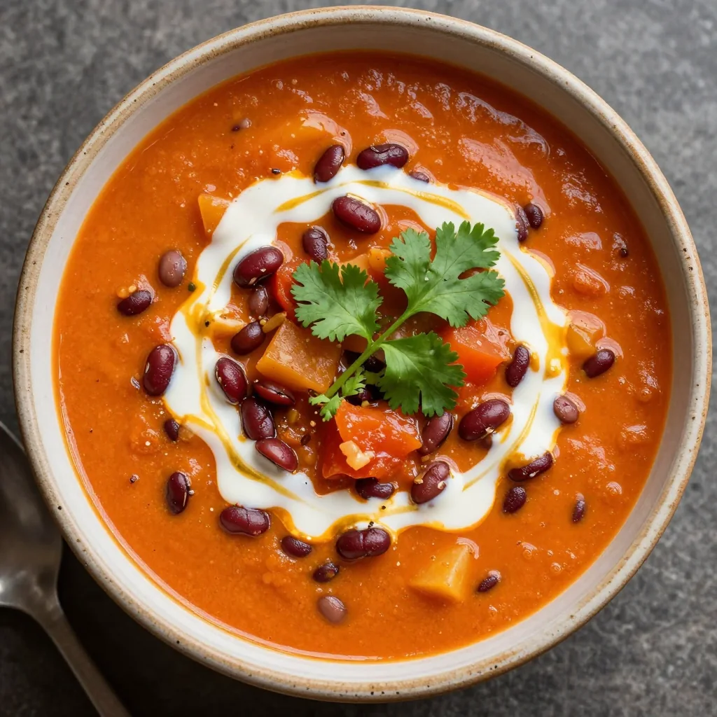 Creamy Tomato and Red Lentil Soup with Coconut