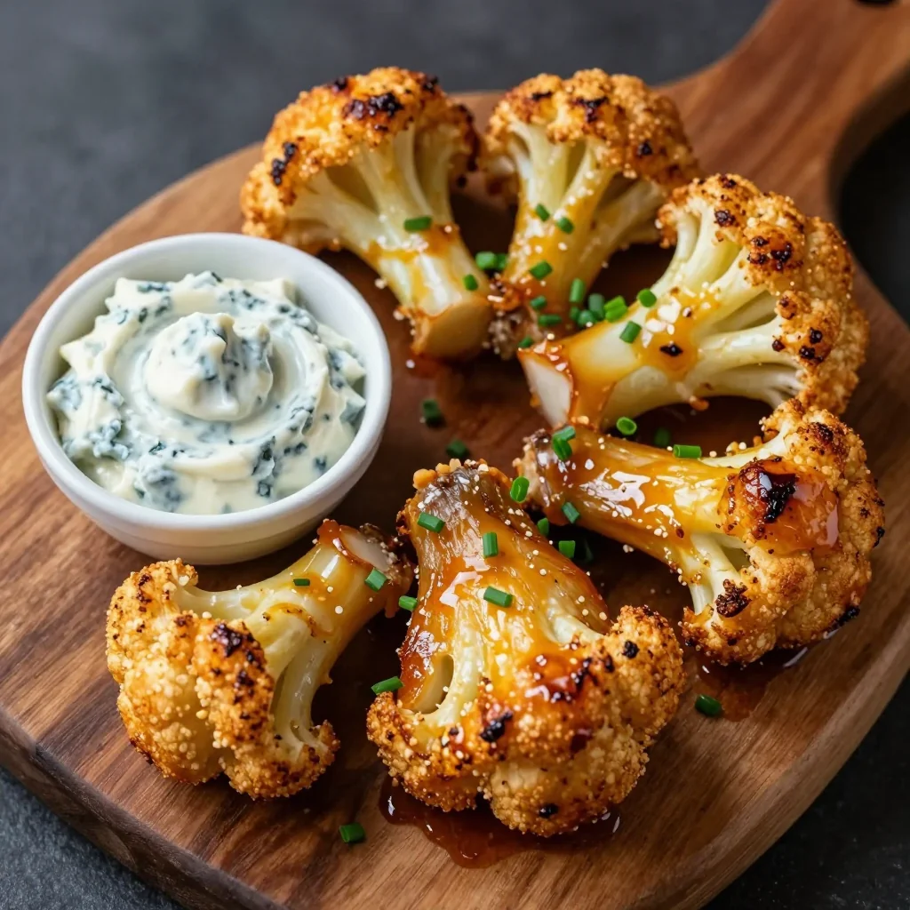 Crispy Baked Cauliflower Wings with Blue Cheese