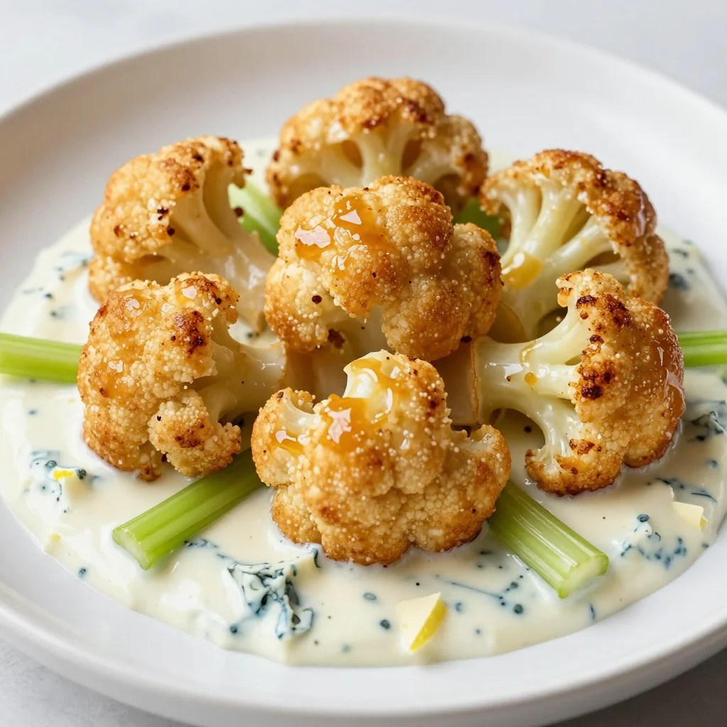 Crispy Baked Cauliflower Wings with Blue Cheese