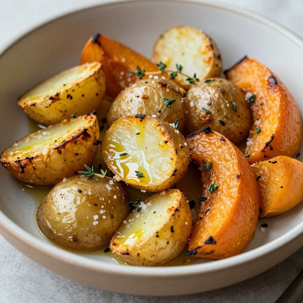 crispy garlic roasted potatoes and winter squash for budgetfriendly meals