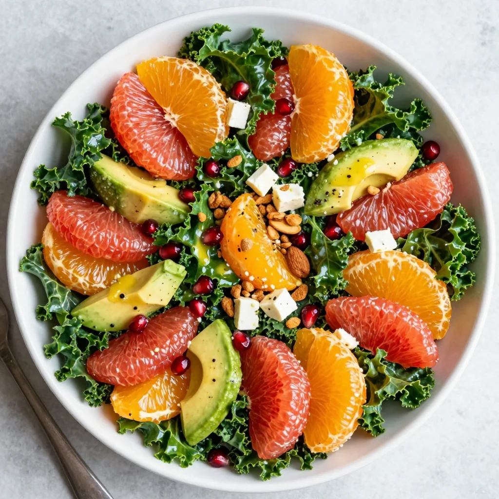 detox citrus and kale salad with lemon dressing for new year reset