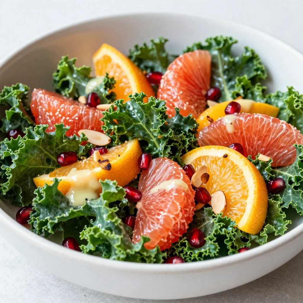 detox citrus and kale salad with lemon dressing for new year reset