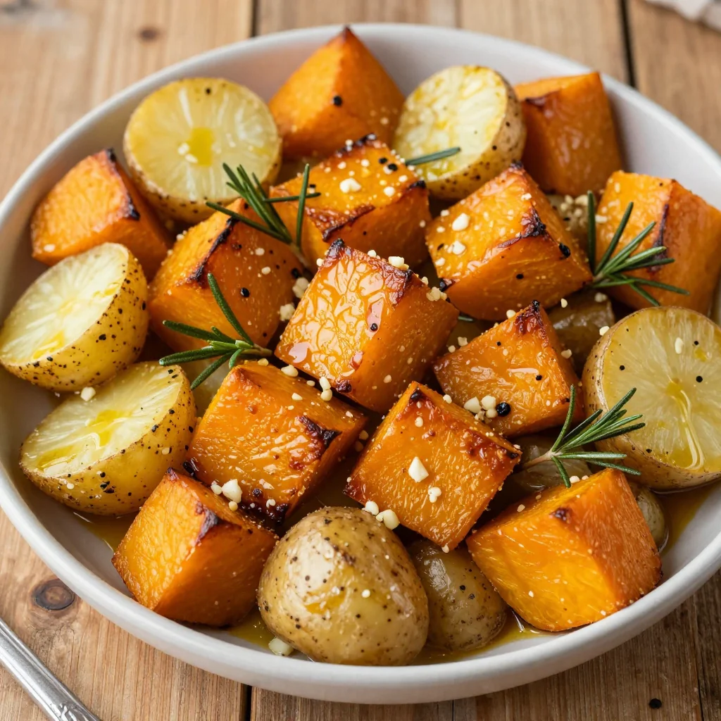 easy garlic roasted winter squash and potato meal prep
