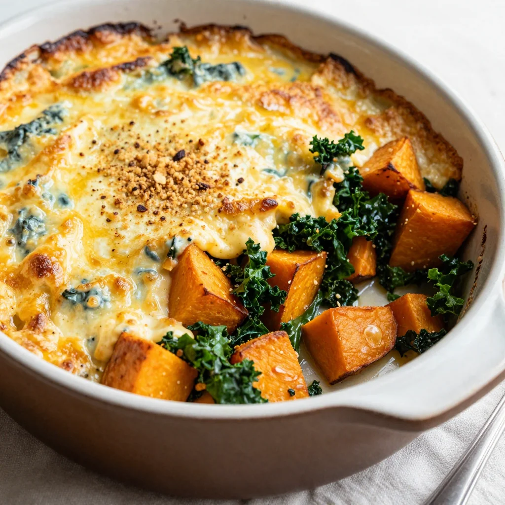 easy meal prep sweet potato and kale casserole for busy family nights