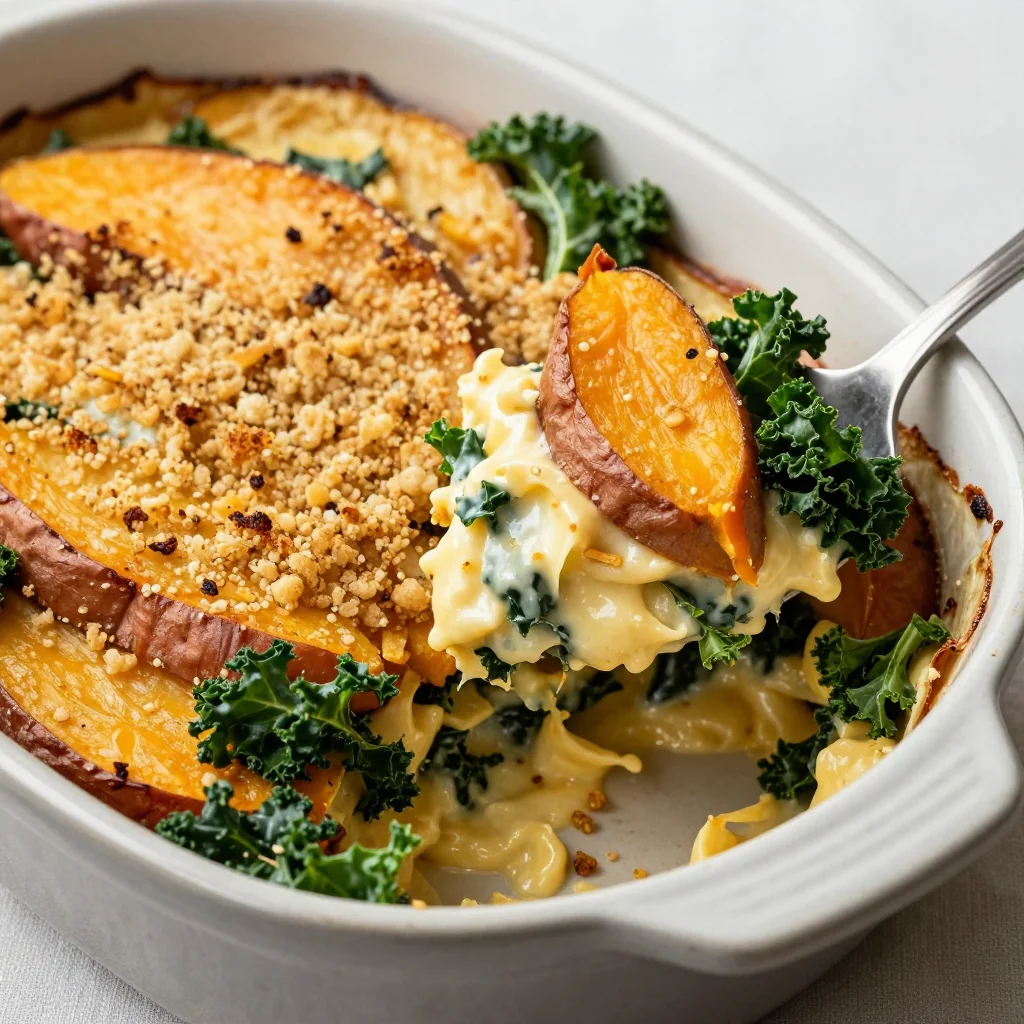 easy meal prep sweet potato and kale casserole for busy family nights