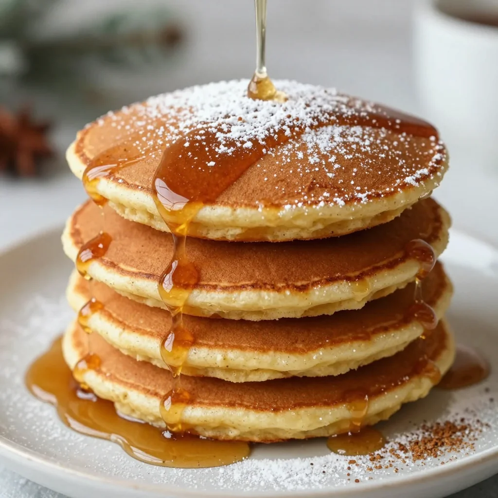 gingerbread pancakes with molasses and warm maple syrup for christmas