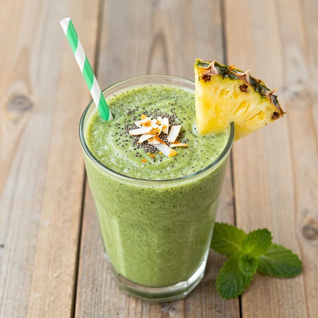 Green Detox Smoothie with Pineapple for Clean Eating
