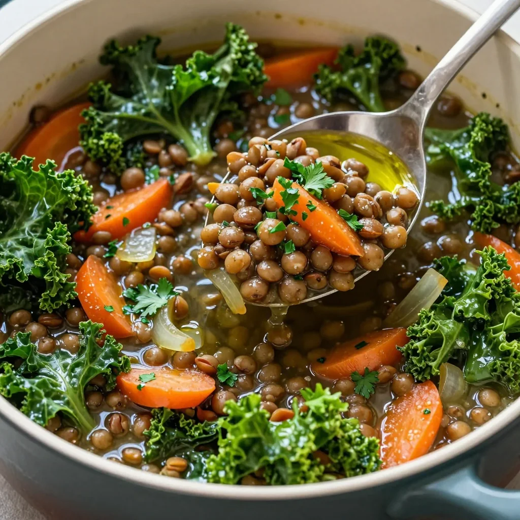 healthy batchcooked lentil and kale stew for quick family meals