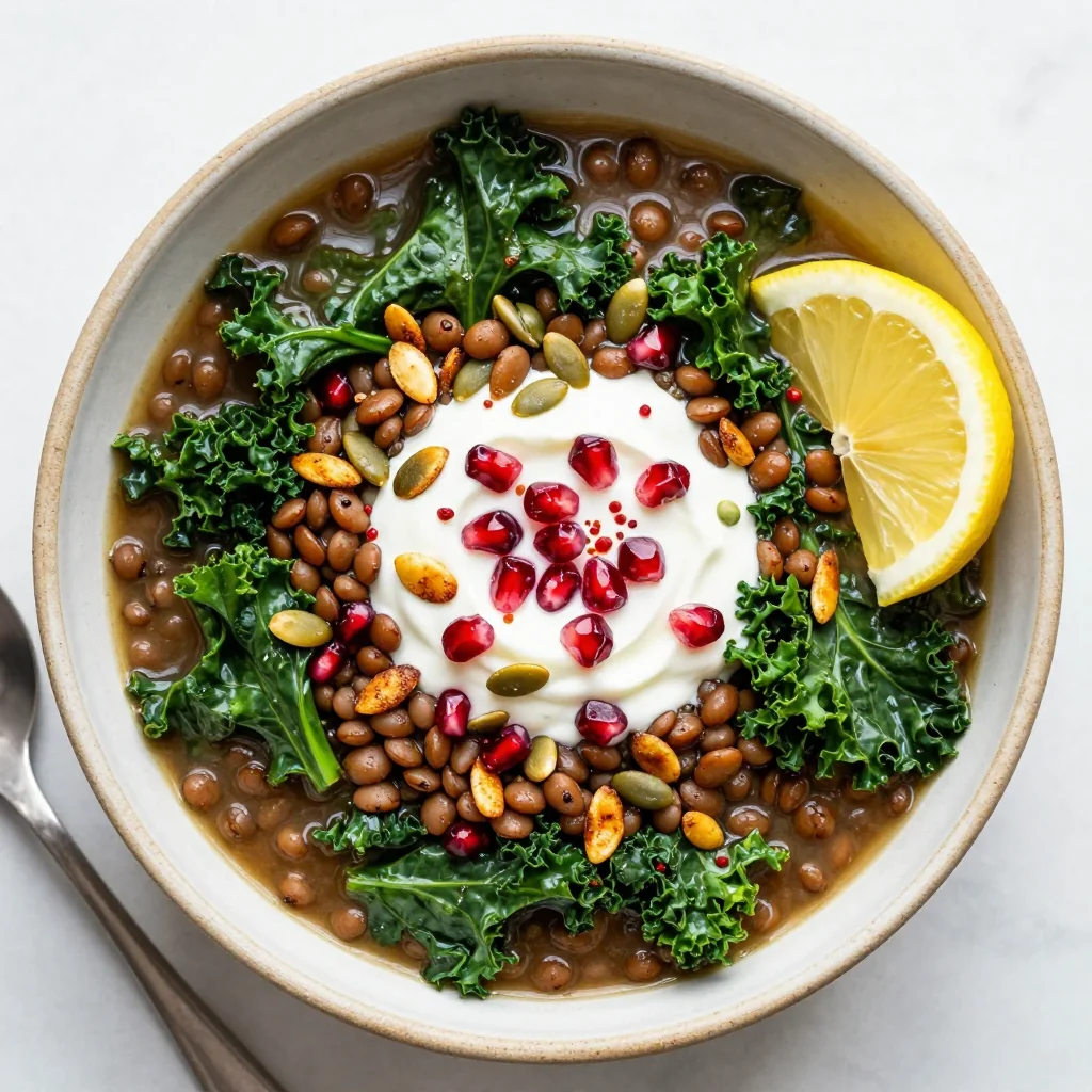 healthy batchcooked lentil and kale stew for quick family meals