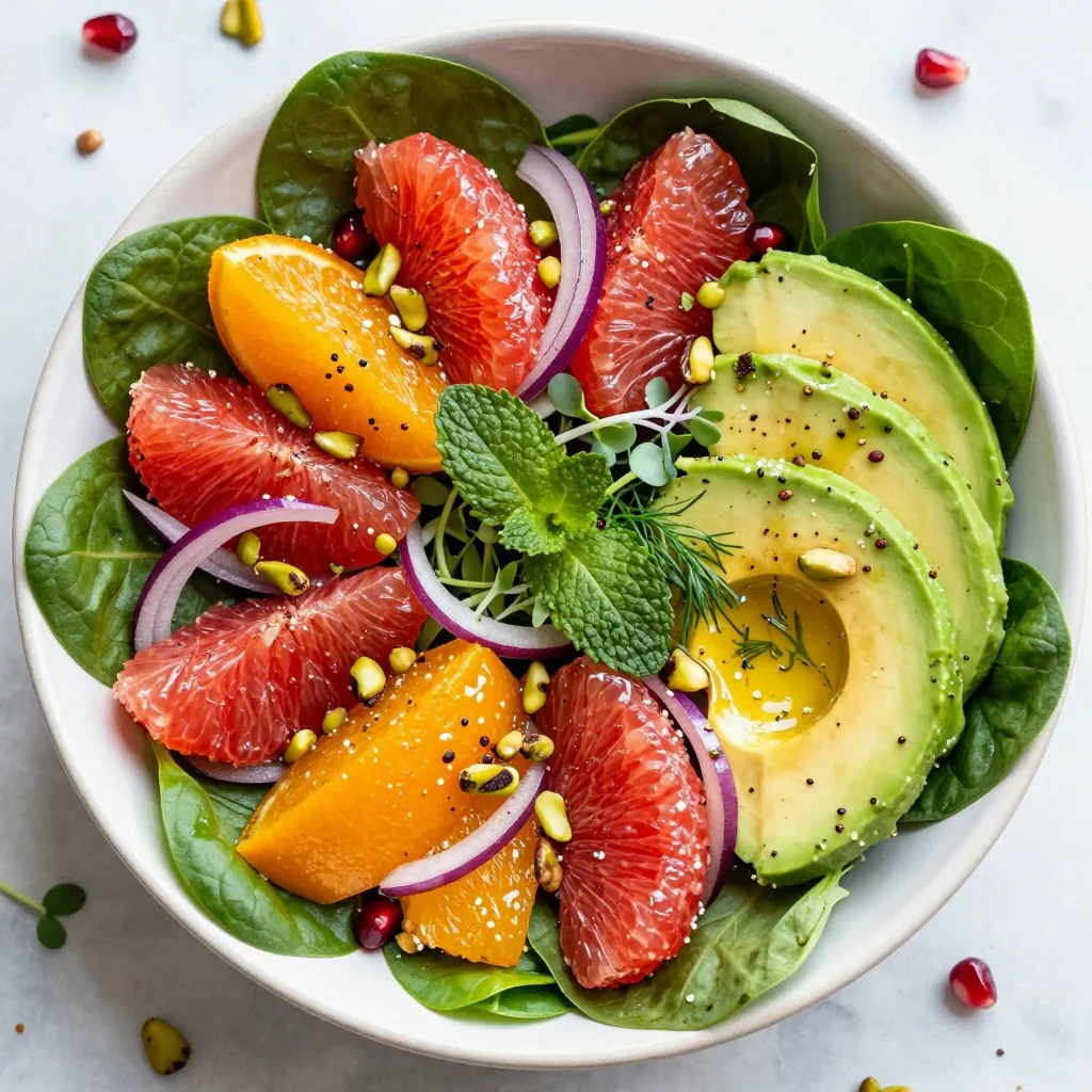 healthy citrus and herb salad with oranges and spinach for new years reset