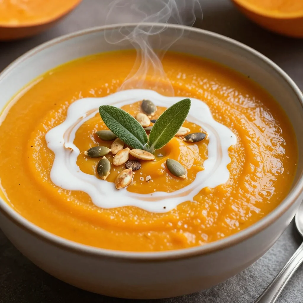 Healthy Creamy Pumpkin Soup with Coconut Milk for Creaminess
