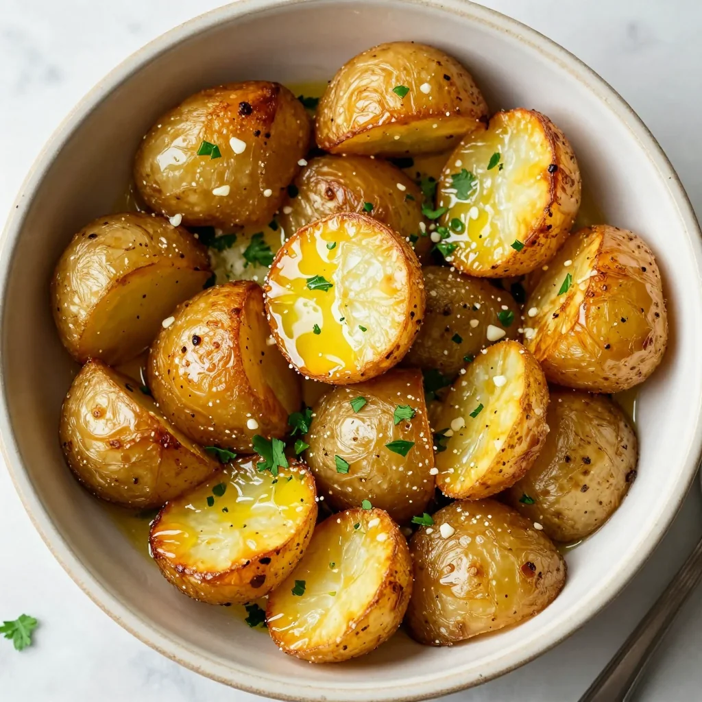 healthy lemon and garlic roasted potato bake for family suppers