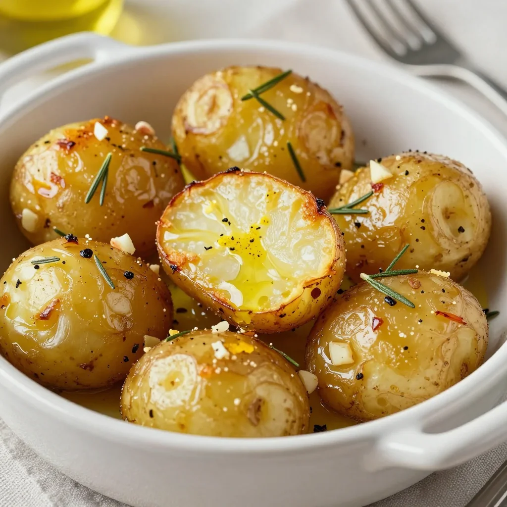 healthy lemon and garlic roasted potato bake for family suppers