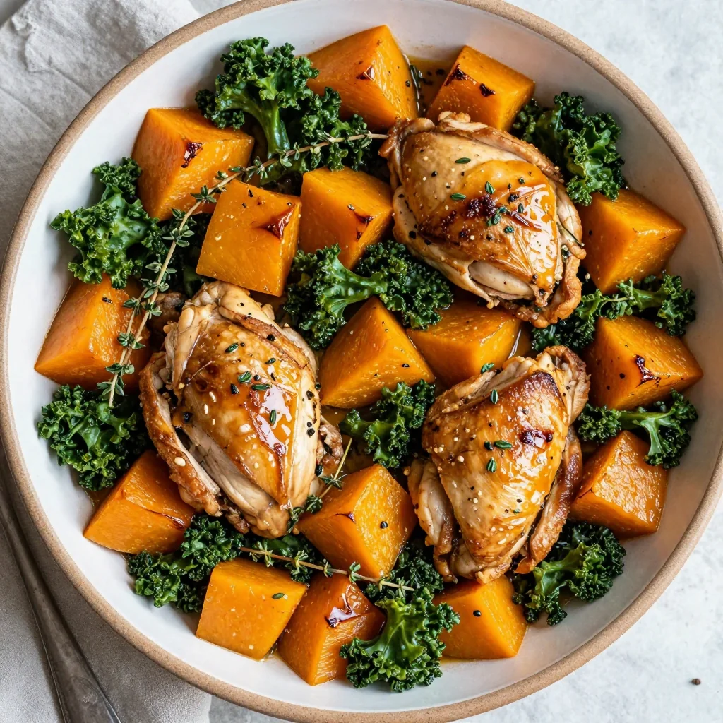 healthy meal prep chicken and winter squash bake for busy families