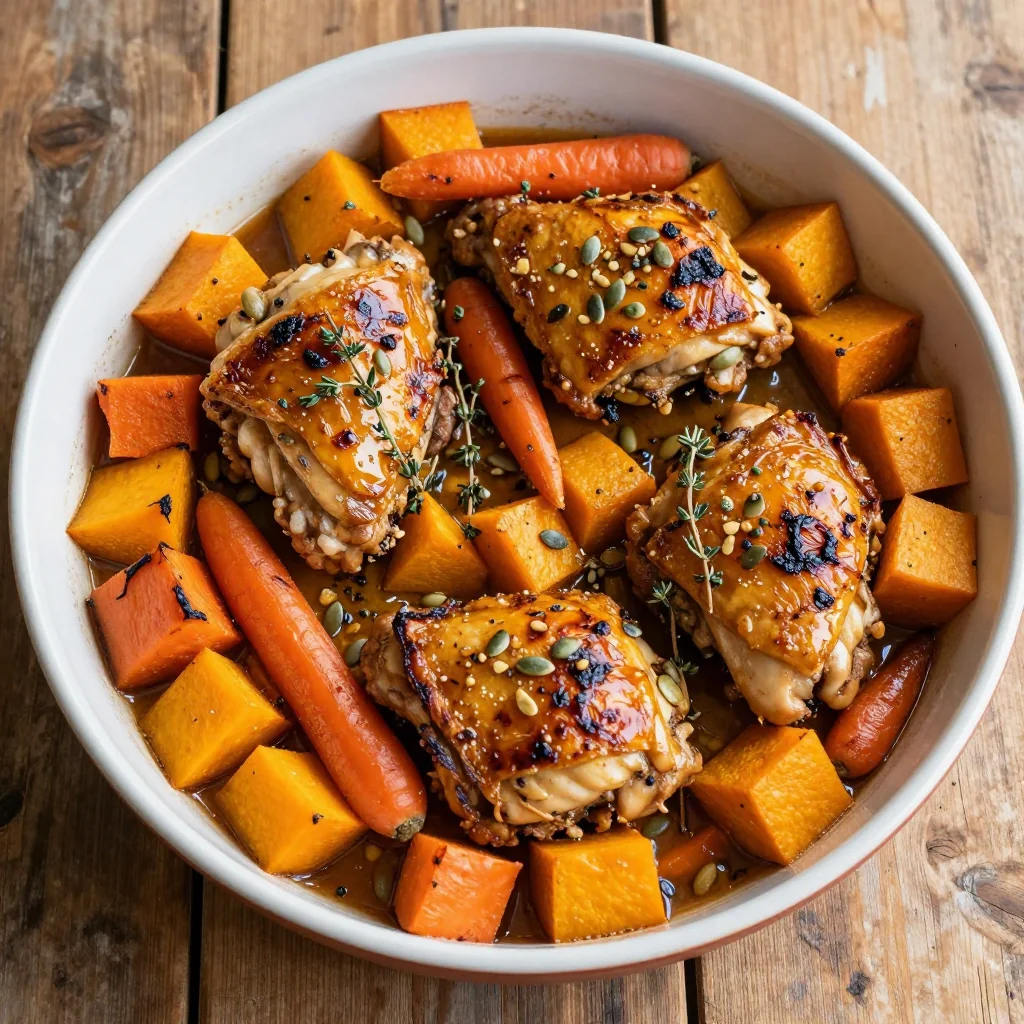 healthy meal prep chicken and winter squash bake for busy families