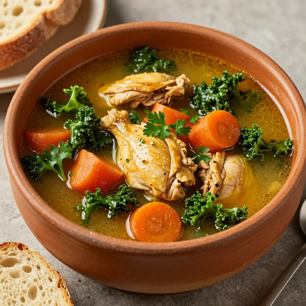healthy one pot chicken and kale soup for winter family dinners