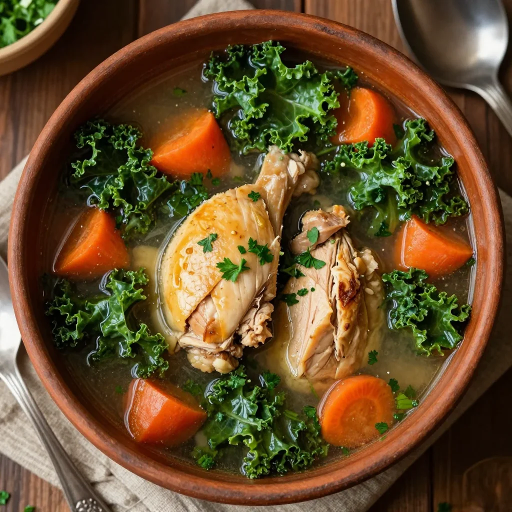 healthy one pot chicken and kale soup for winter family dinners