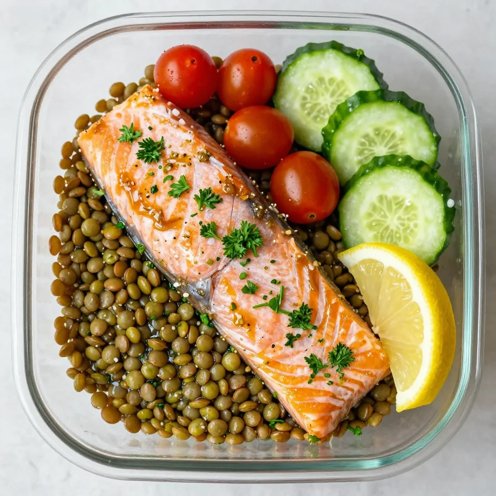 Healthy Salmon and Lentil Salad for Meal Prep