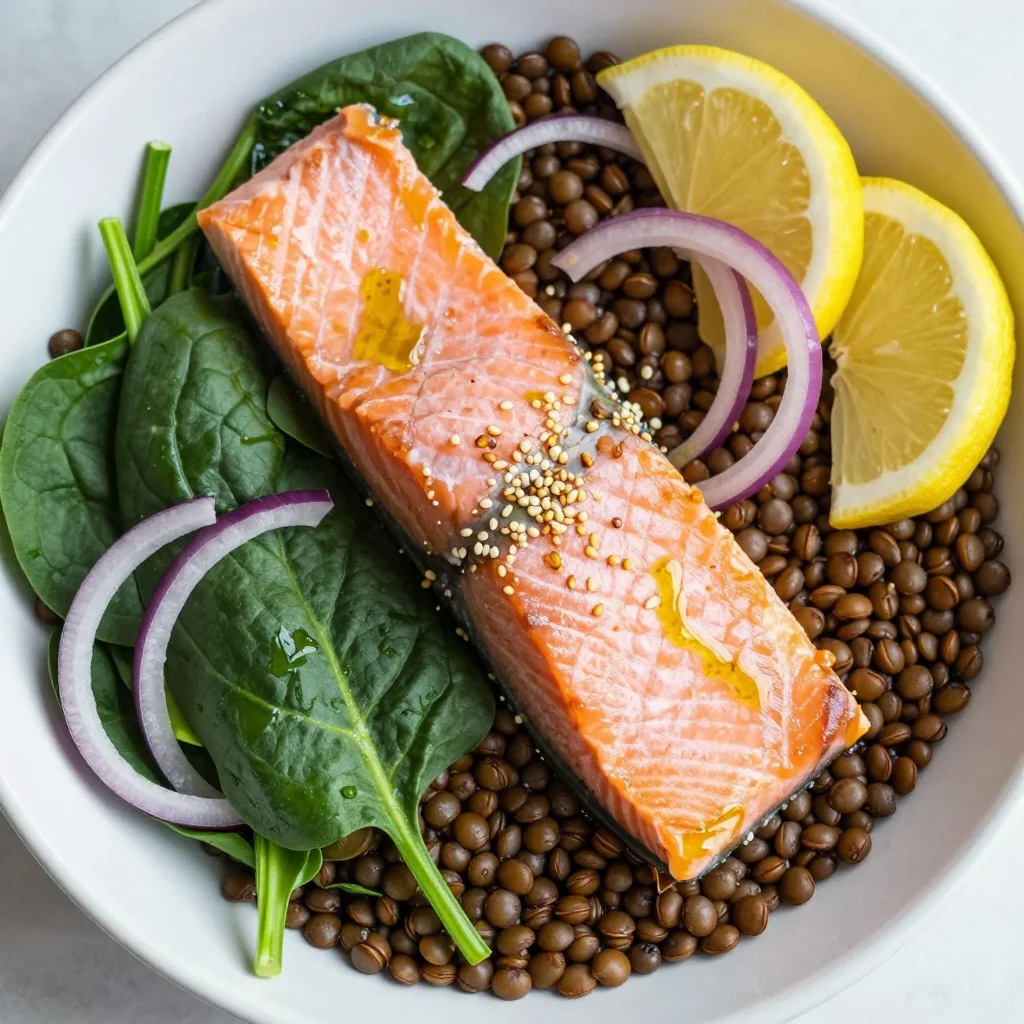 Healthy Salmon and Lentil Salad for Meal Prep