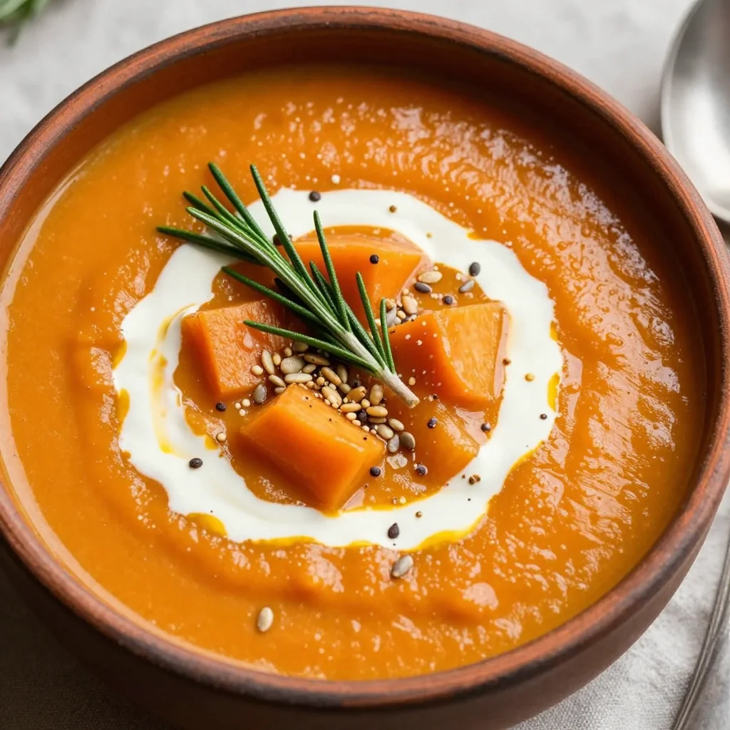hearty carrot and parsnip soup with garlic and rosemary for family dinners
