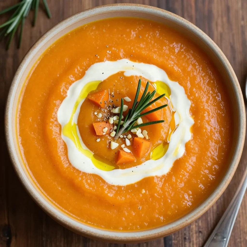 hearty carrot and parsnip soup with garlic and rosemary for family dinners
