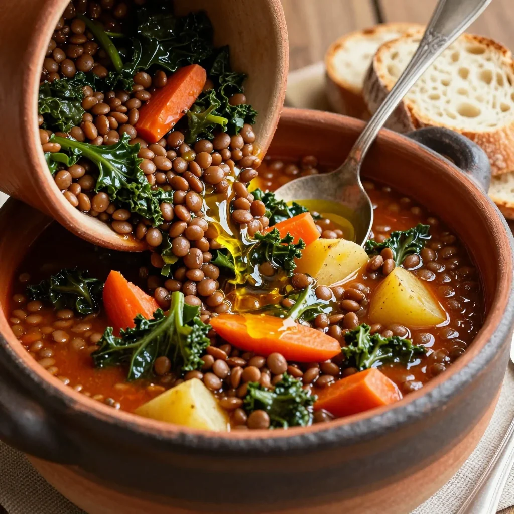 hearty onepot lentil and kale stew for warm family meals