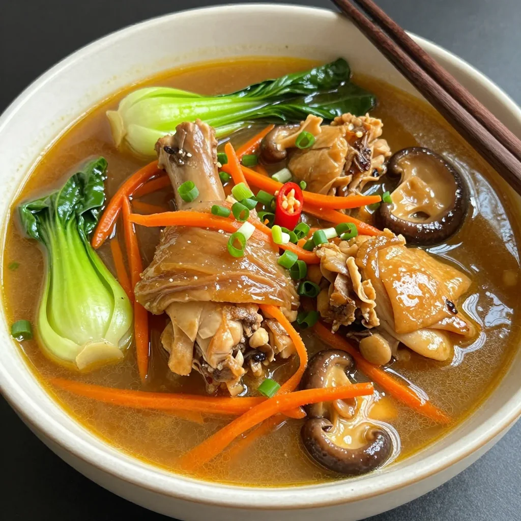 High Protein Chicken Adobo Soup for New Year Meal Prep