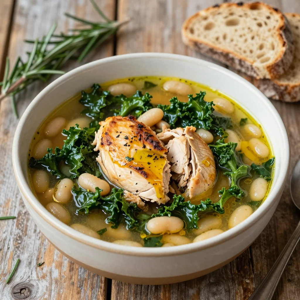 High Protein Chicken and Kale Soup for Clean Eating Goals