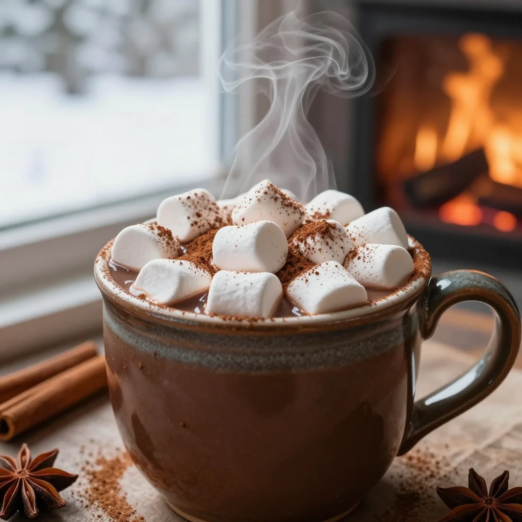 homemade spiced hot cocoa mix with mini marshmallows for winter warmth