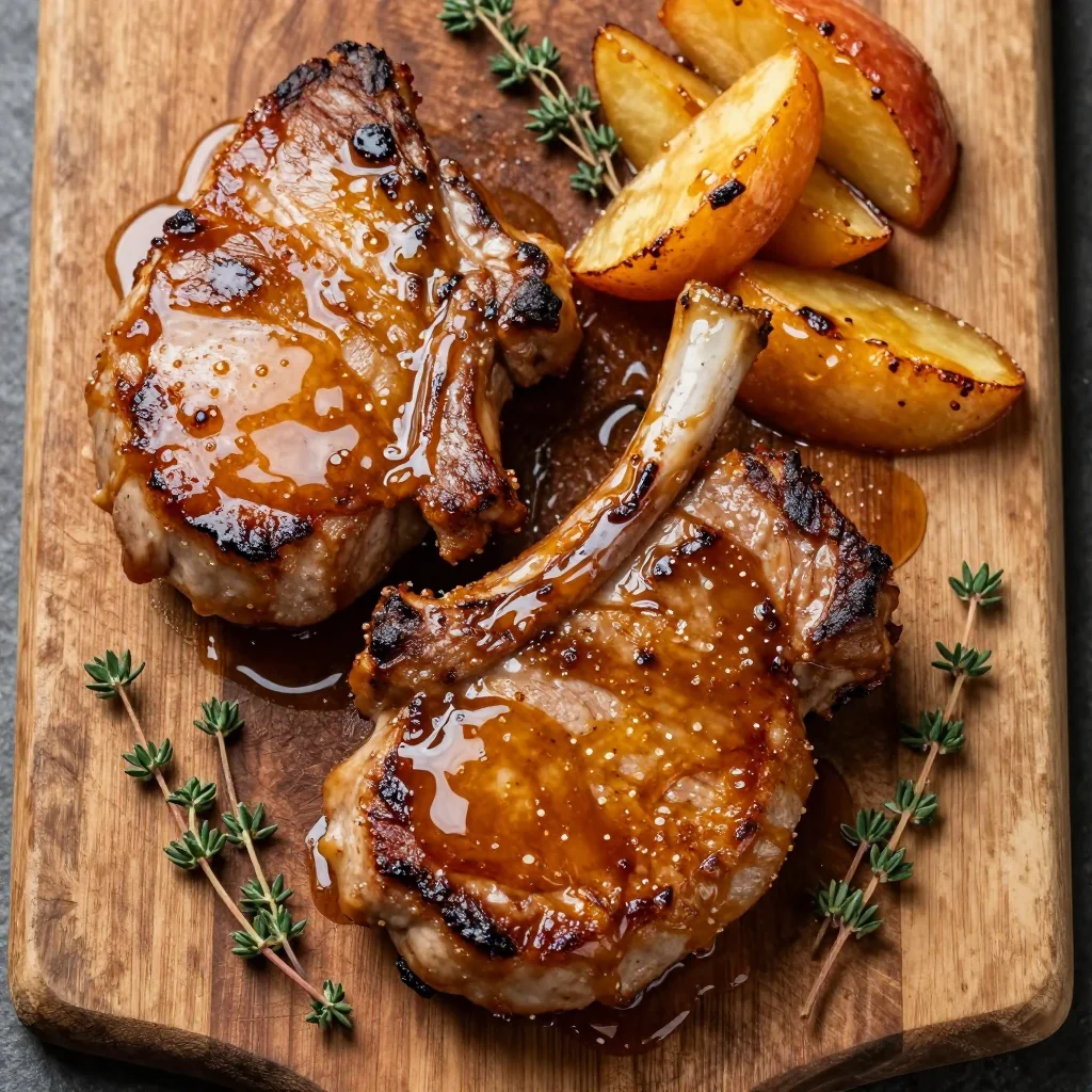 Honey Mustard Glazed Pork Chops with Apples