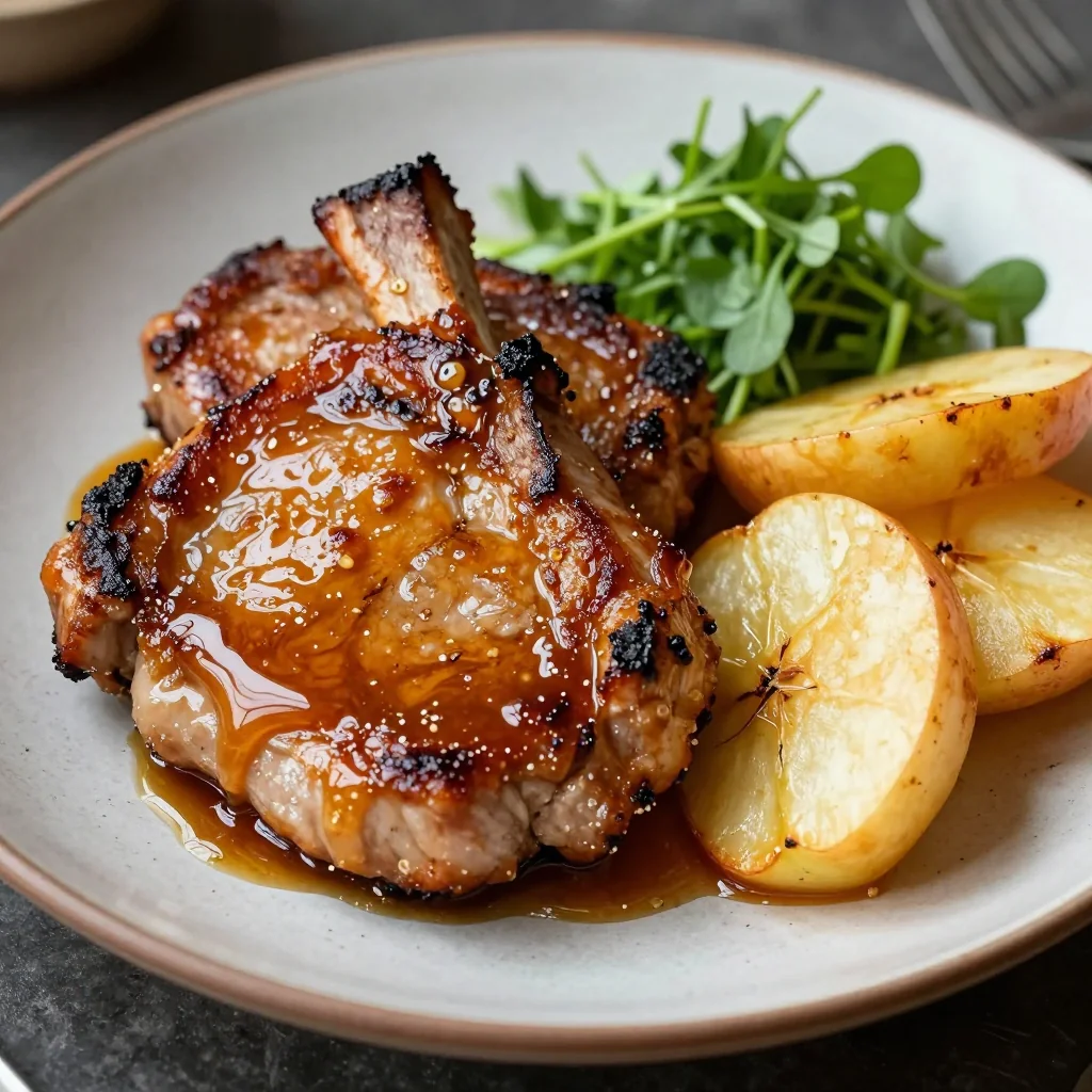 Honey Mustard Glazed Pork Chops with Apples