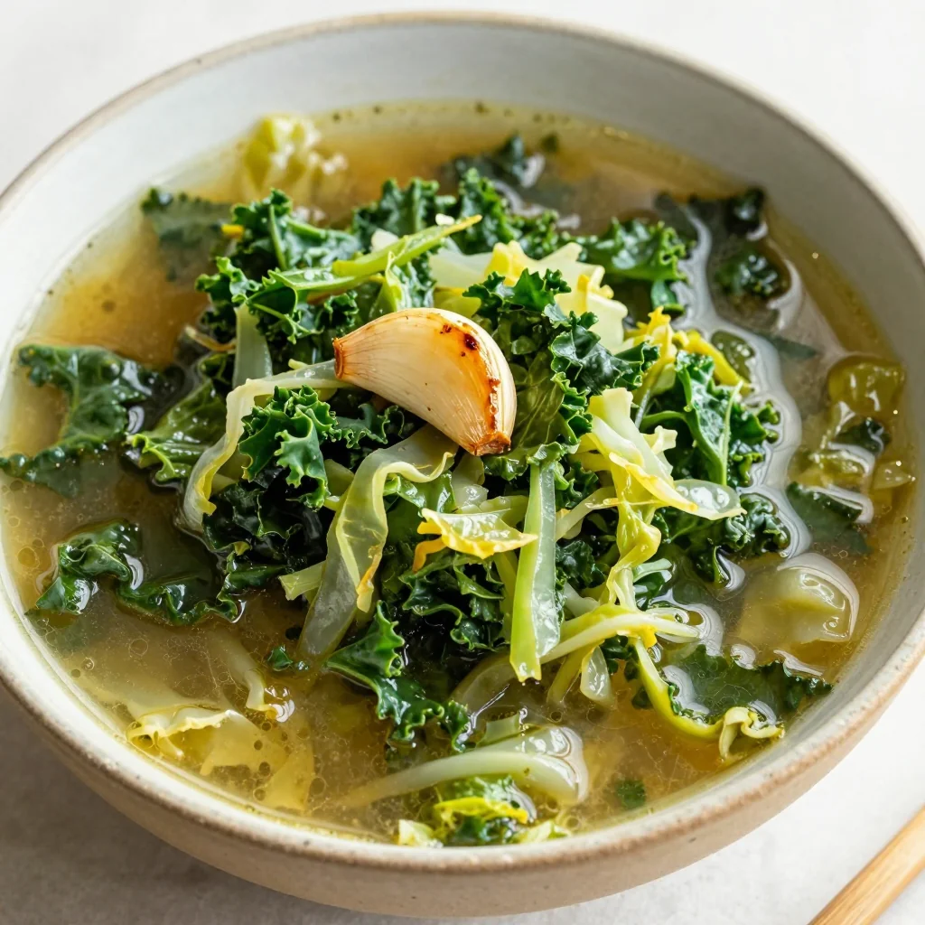 lowcalorie cabbage and kale soup with garlic for family suppers