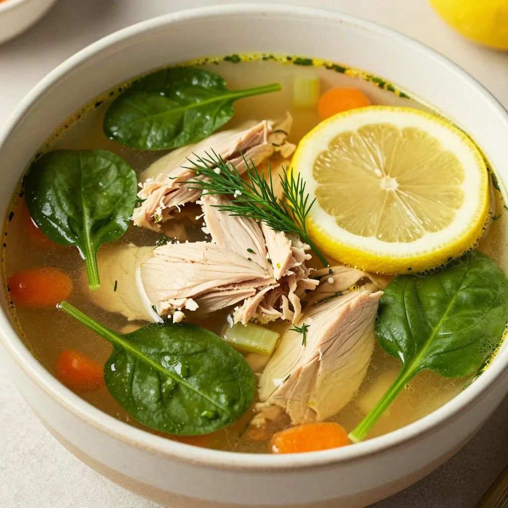 lowcalorie lemon and spinach chicken soup for healthy january nights