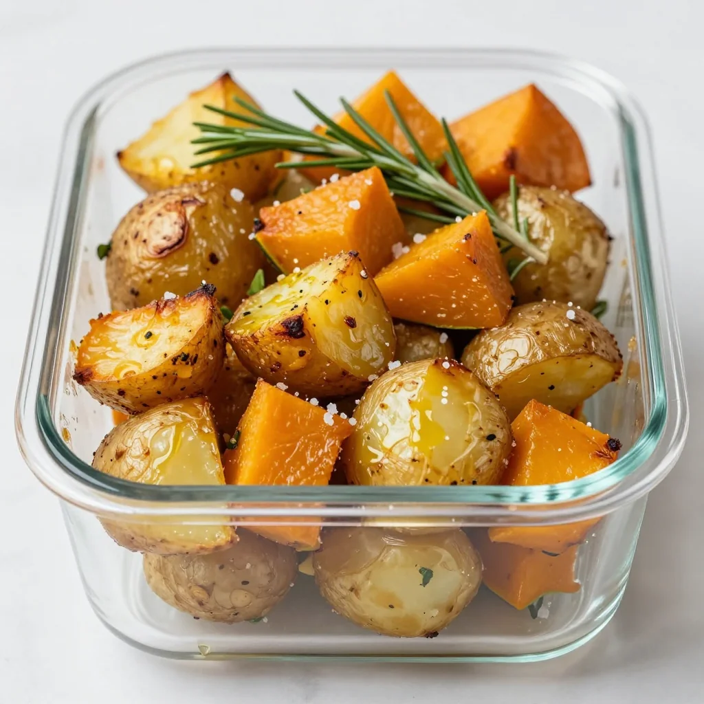 meal prep friendly roasted garlic potatoes and winter squash