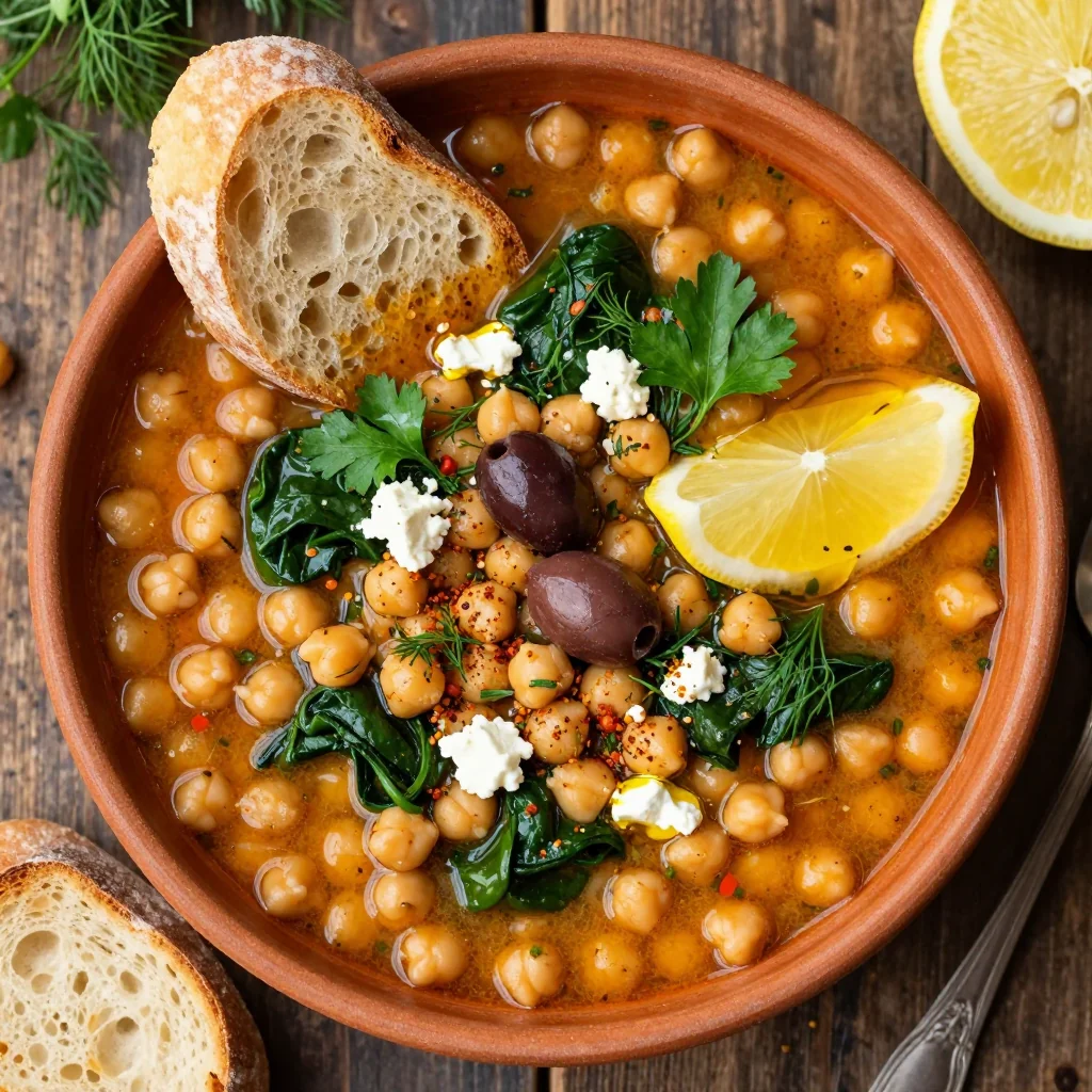 New Year Reset Mediterranean Chickpea Stew with Spinach and Herbs