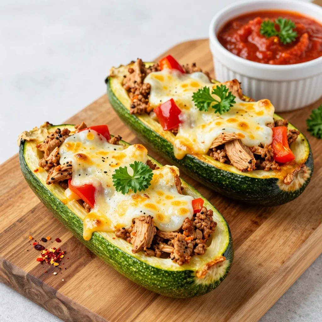 NFL Game Day Stuffed Zucchini Boats for Low-Carb Snack