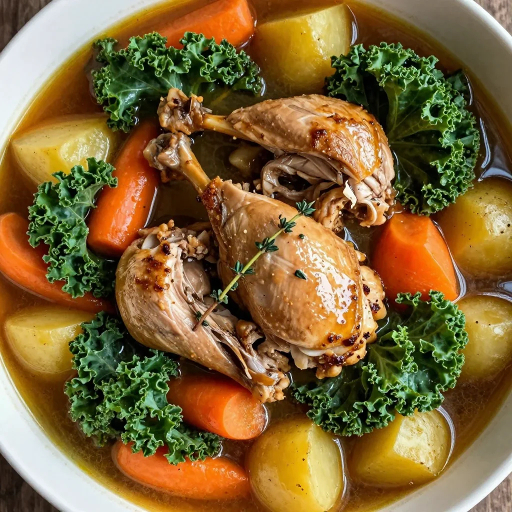 one pot slow cooker turkey stew with kale and root vegetables