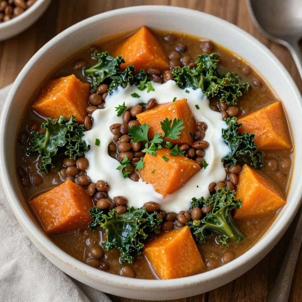 one pot winter lentil and sweet potato stew for easy family dinners