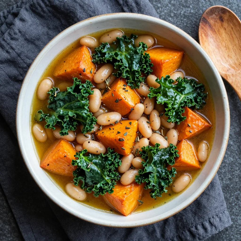 one pot winter vegetable casserole with kale and sweet potatoes