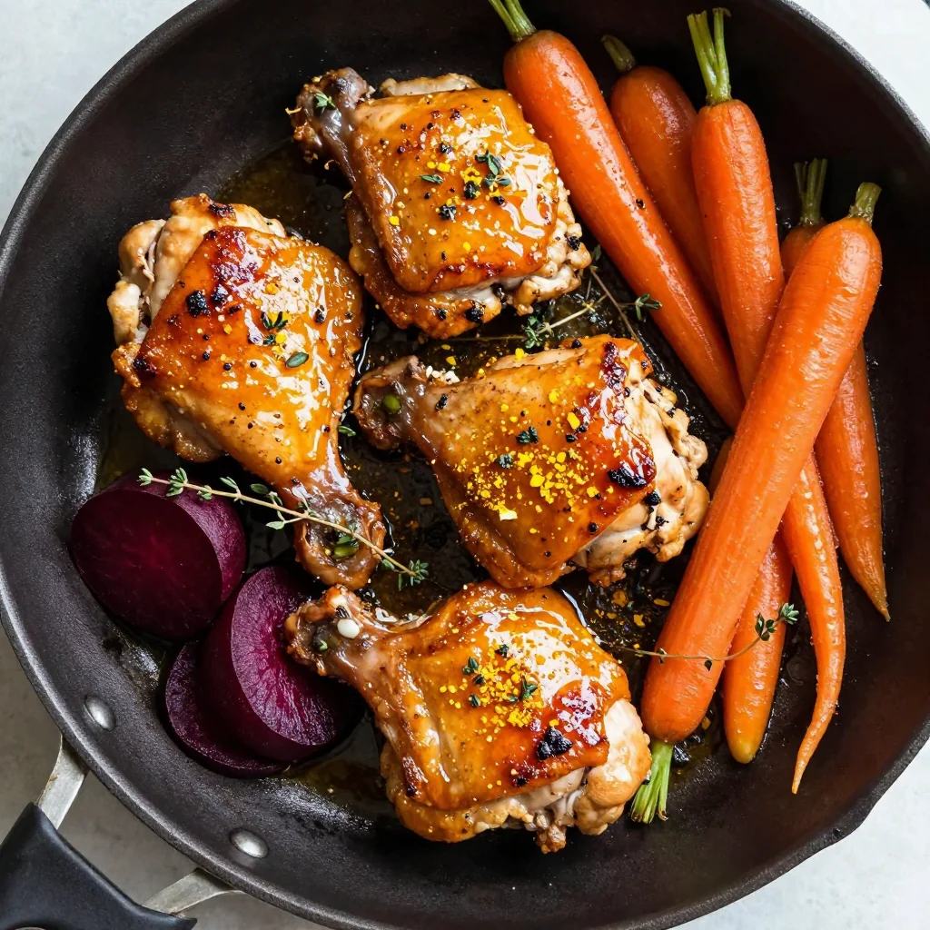onepan citrus chicken with roasted beets and carrots for meal prep